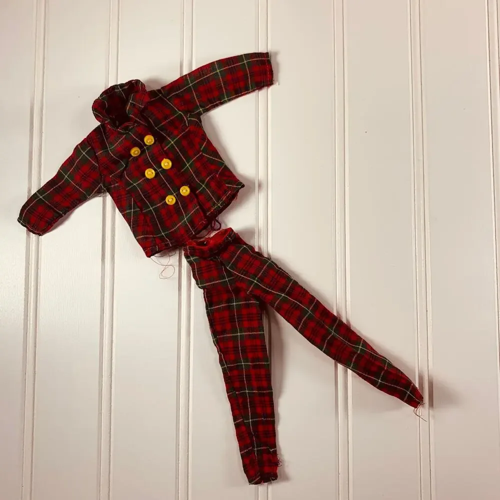 Barbie Plaid Jacket Pant Set 60s 70s Clone Yellow Buttons